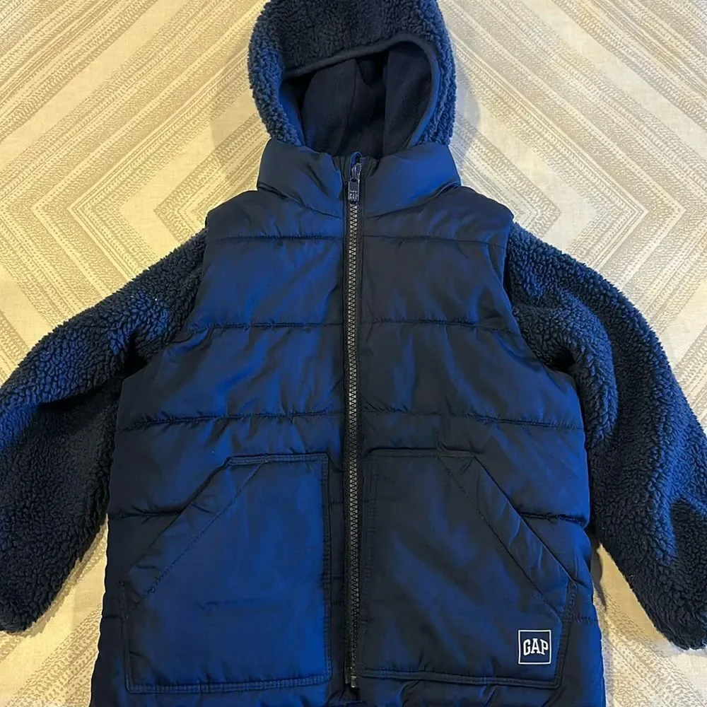 Baby Gap Boys Fleece/Vest Navy Blue Removable Jacket - Size 4